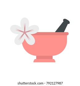 Mortar and pestle icon in flat style isolated on white background vector illustration