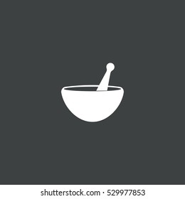 Mortar and pestle icon isolated on black background