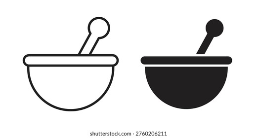 Mortar pestle icon line vector illustration in solid color design