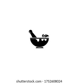 Mortar und Pestle Symbol. Logo für Apotheke. Emblem-Design auf weißem Hintergrund