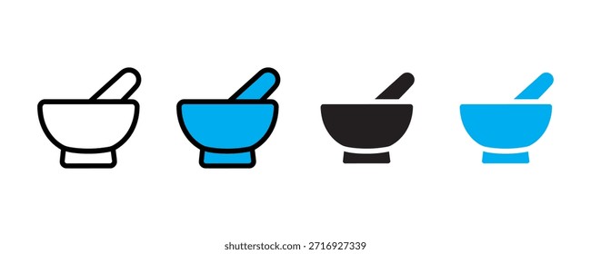 Mortar and pestle icon set vector on white background.  healthcare, medical, icon. equipment, healthcare symbol. vector illustration.