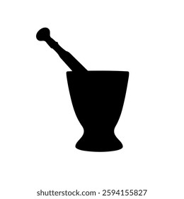 Mortar Pestle icon   silhouette vector icon sign symbol illustration design.