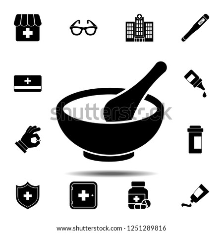 The mortar and pestle icon. Simple glyph vector element of Medecine set icons for UI and UX, website or mobile application