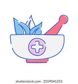 Mortar and Pestle Icon with soft color palette in doodle Illustration style Ideal for health and pharmacy themed designs
