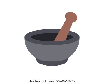 Mortar and pestle icon vector. mortar and pestle kitchen tool,  mortar icon glyph style design, Herbal medicine concept. Ayurvedic medicine bowl on white background.