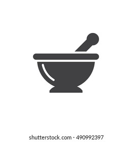 Mortar And Pestle Icon Vector, Kitchen Pounder Solid Flat Sign, Pictogram Isolated On White, Logo Illustration