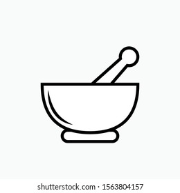 Mortar and Pestle Icon - Vector, Sign and Symbol for Design, Presentation, Website or Apps Elements.  