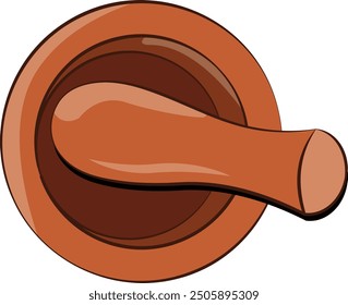 Mortar and Pestle isolated vector with top view