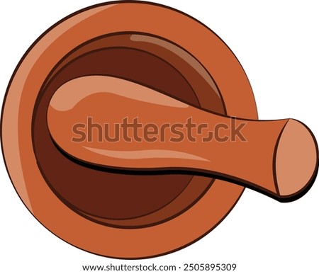 Mortar and Pestle isolated vector with top view