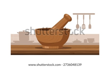 Mortar and pestle kitchen tool cooking