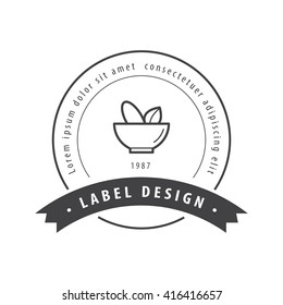 Mortar and pestle Label Design black color