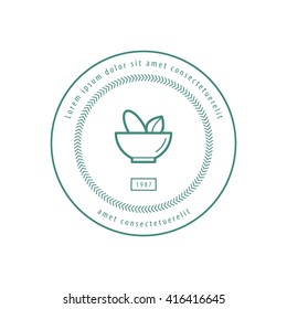 Mortar and pestle Label Design Green color