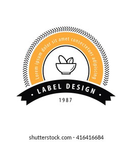 Mortar and pestle Label Design yellow and black