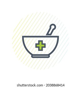Mortar and Pestle Line Icon. Editable Vector EPS Symbol Illustration. 