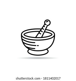 mortar and pestle line icon vector illustration