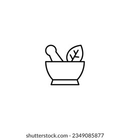 Mortar and pestle line icon vector design