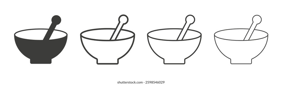 Mortar pestle line icon vector illustration set.