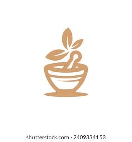 mortar and pestle logo design vector