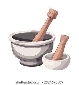 mortar and pestle mix over white