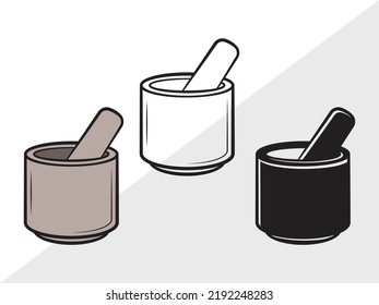 Ilustración De Vector Imprimible De Monograma Mortero Y Pestoso SVG