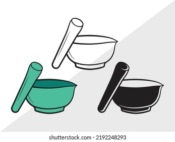 Ilustración De Vector Imprimible De Monograma Mortero Y Pestoso SVG
