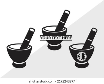 Ilustración De Vector Imprimible De Monograma Mortero Y Pestoso SVG