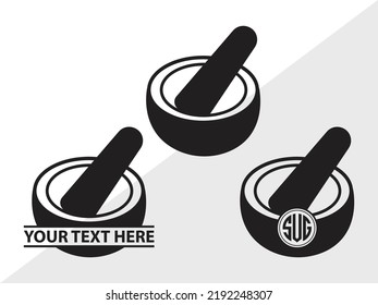 Mortar And Pestle Monogram SVG Printable Vector Illustration