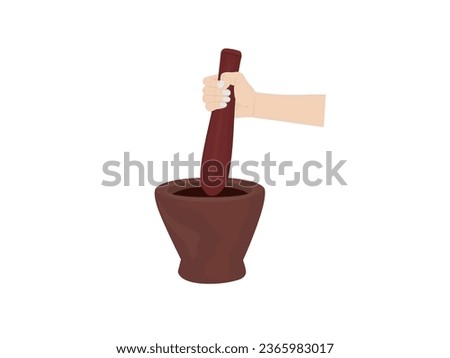 Mortar and pestle on white background.
