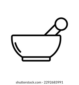 Mortar pestle outline vector icon isolated on white background. Mortar pestle line icon for web, mobile and ui design.