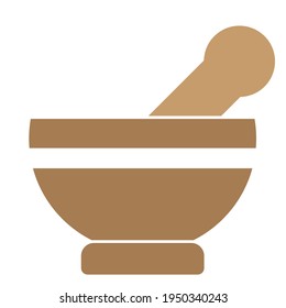 Icono plano de mortero y almirez para aplicaciones y sitios web