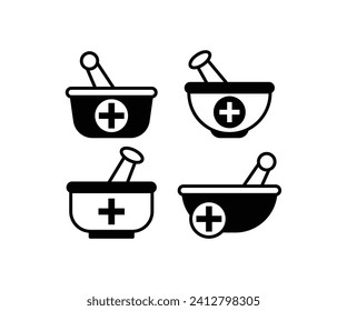 plantilla de ilustración de diseño plano simple de mortar y pestañear icono de farmacia vector