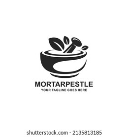 Mortar and pestle pharmacy logo vector