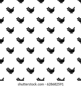 Mortar and pestle pharmacy pattern seamless in simple style vector illustration