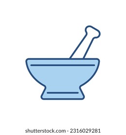 Mortar and Pestle related vector line icon. Isolated on white background. Vector illustration. Editable stroke