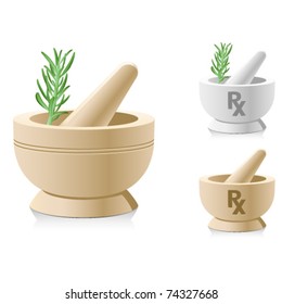 Mortar And Pestle With RX Symbol For Medical Prescriptions