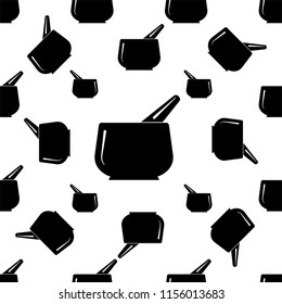 Mortar And Pestle Seamless Pattern Vector Art Illustration