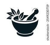 mortar and pestle silhouette vector for kitchen tools