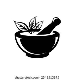 mortar and pestle silhouette vector for kitchen tools