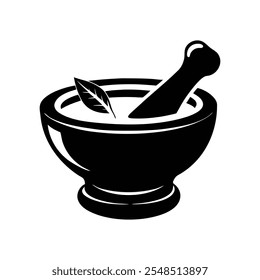 mortar and pestle silhouette vector for kitchen tools