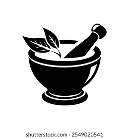 mortar and pestle silhouette vector for kitchen tools