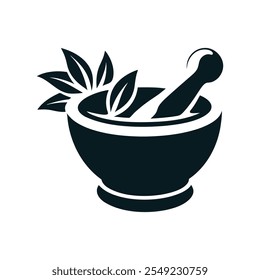 mortar and pestle silhouette vector for kitchen tools