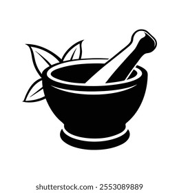 mortar and pestle silhouette vector for kitchen tools