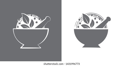 Mortar and Pestle simple vector illustration in 2 versions
