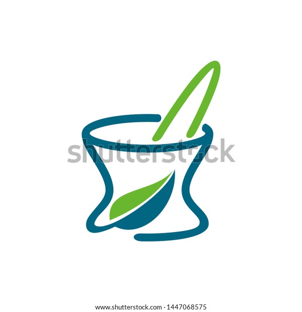 Mortar Pestle Traditional Pharmacy Symbol Logo Stock Image