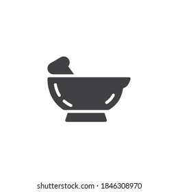Mortar and pestle vector icon. filled flat sign for mobile concept and web design. Medical pharmacy mortar glyph icon. Symbol, logo illustration. Vector graphics