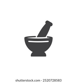 Mortar with a pestle vector icon. filled flat sign for mobile concept and web design. Mortar and Pestle glyph icon. Symbol, logo illustration. Vector graphics