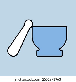 Mortar and Pestle vector icon. Kitchen appliance. Graph symbol for cooking web site design, logo, app, UI