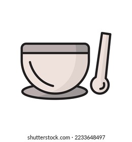 Mortar and pestle vector icon. Laboratory, analysis equipment symbol. Editable illustrations