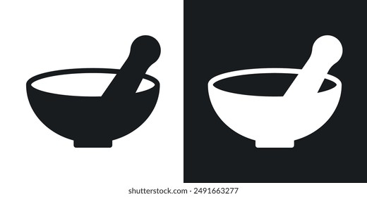 Mörser Pestle Vektorgrafik Icon Set im soliden Stil.