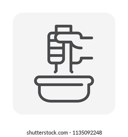 Mortar and pestle vector icon. Traditional tool for prepare ingredient, substance, food, natural herbal by crushing, mixing and grinding into fine paste or powder in kitchen, laboratory, and pharmacy.